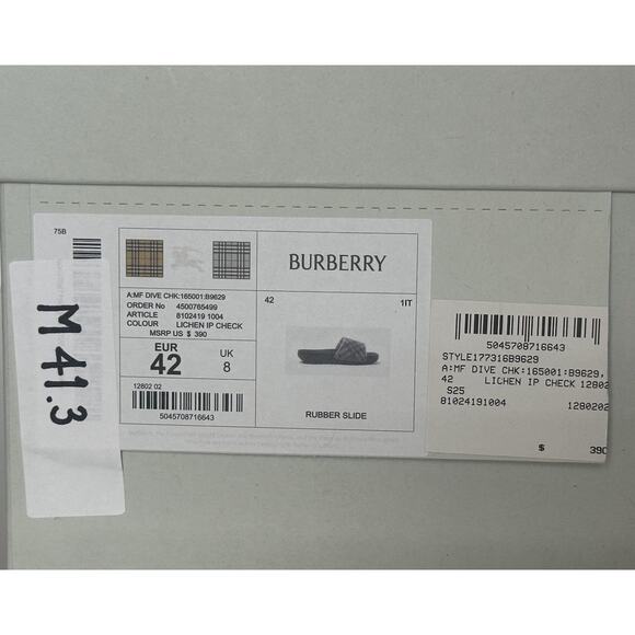 Burberry Dive Lichen IP Check Slide Sandals 9 US (42 Euro) 8102419 IT NIB $390 - Picture 11 of 11